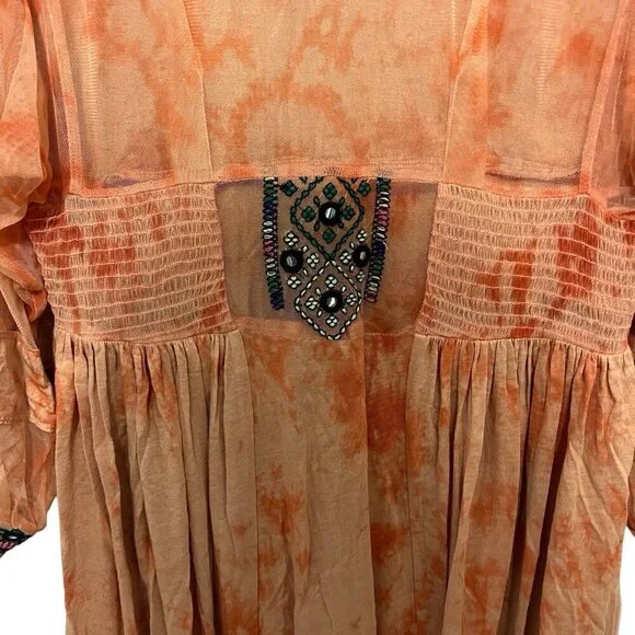 Free People Market Place Embroidered Maxi Top S Boho Festival - Picture 11 of 16